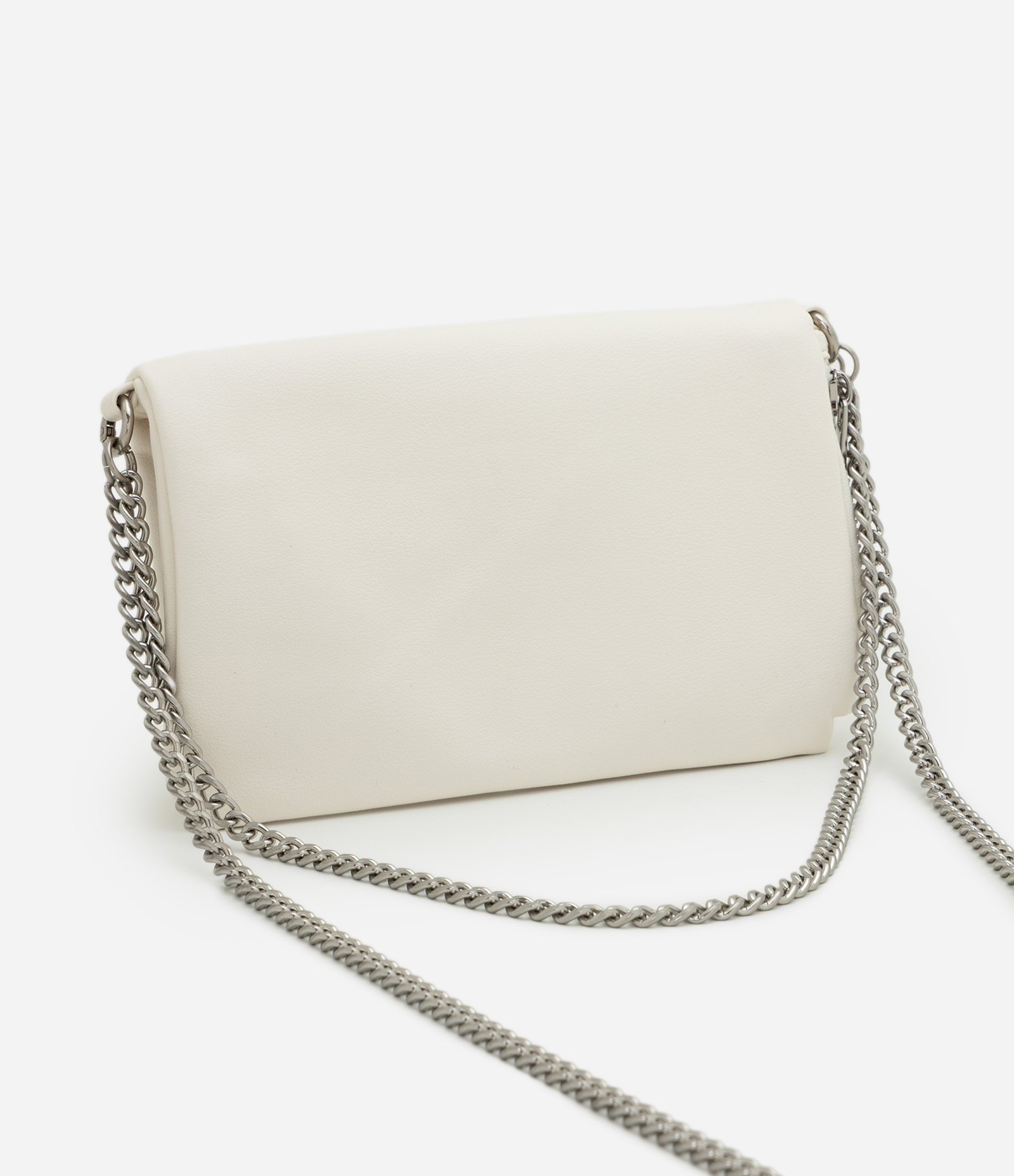 Carteira Envelope Grande em PU com Alças de Corrente Off White 5
