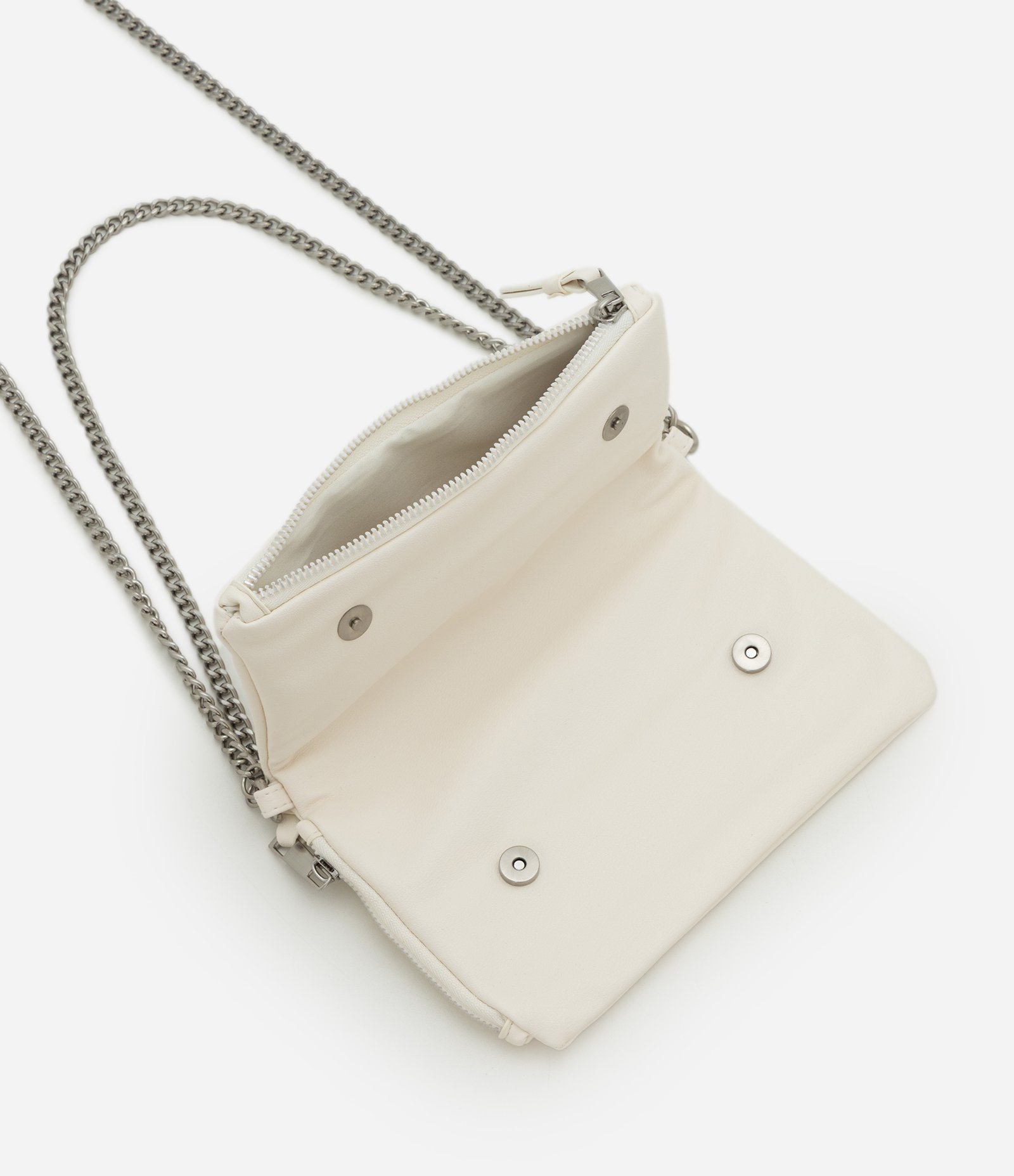 Carteira Envelope Grande em PU com Alças de Corrente Off White 6