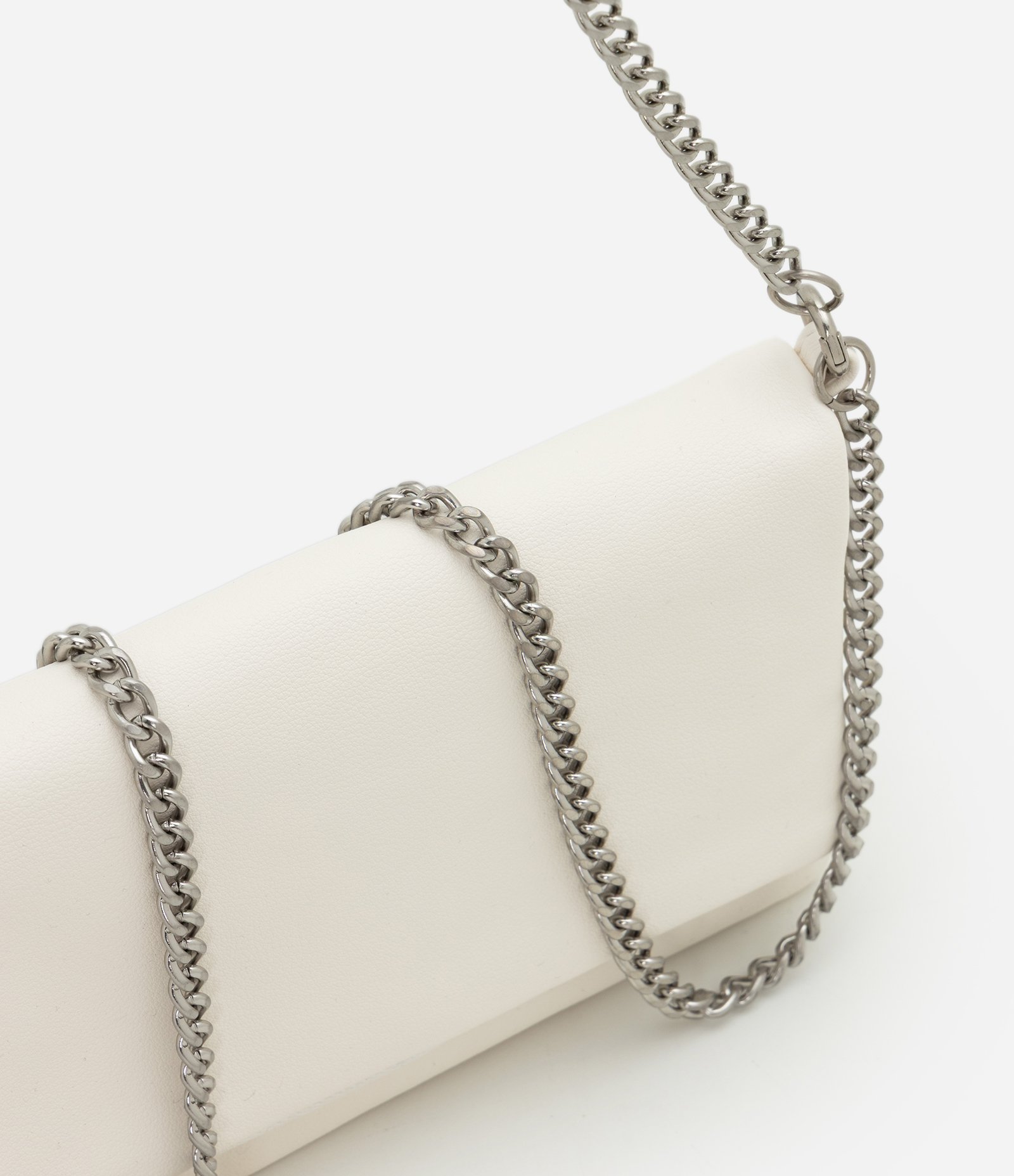Carteira Envelope Grande em PU com Alças de Corrente Off White 7