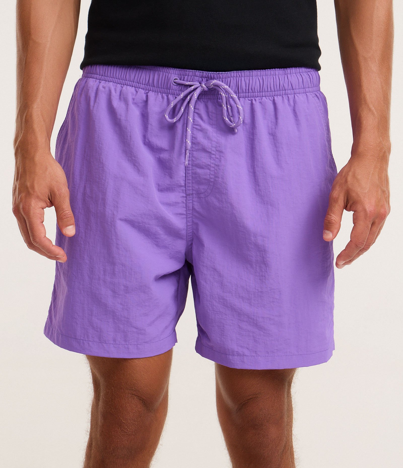 Bermuda de Banho Básica em Microfibra com Cós Elástico e Cordão Roxo 2