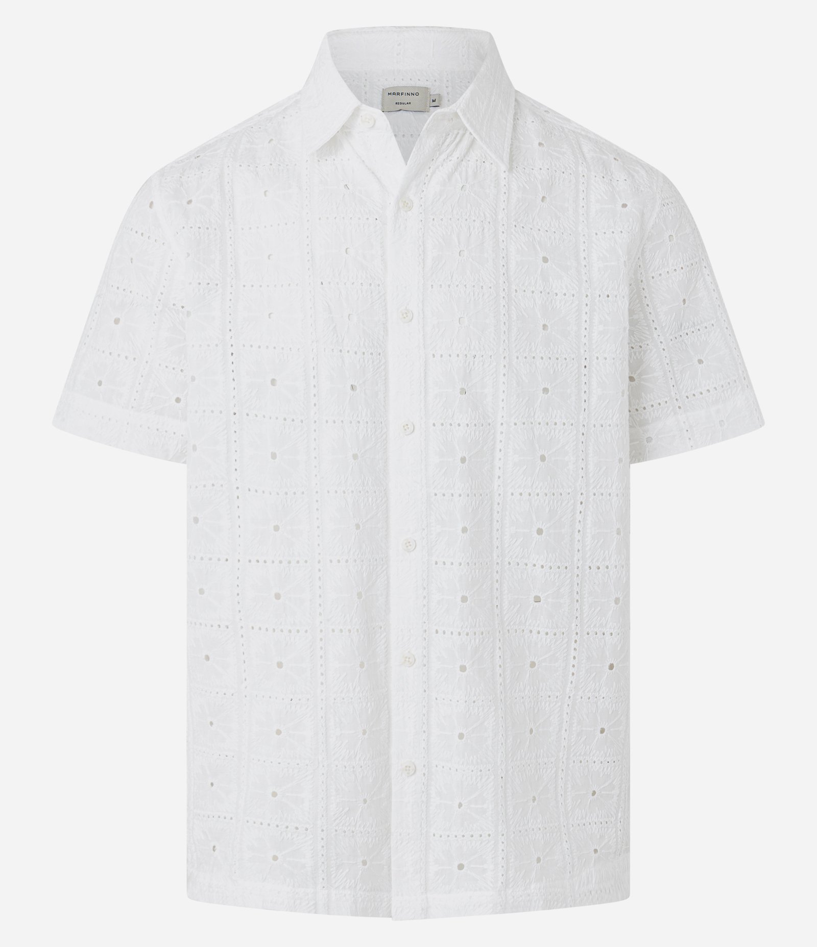 Camisa Regular em Algodão com Bordado de Flores Branco 5