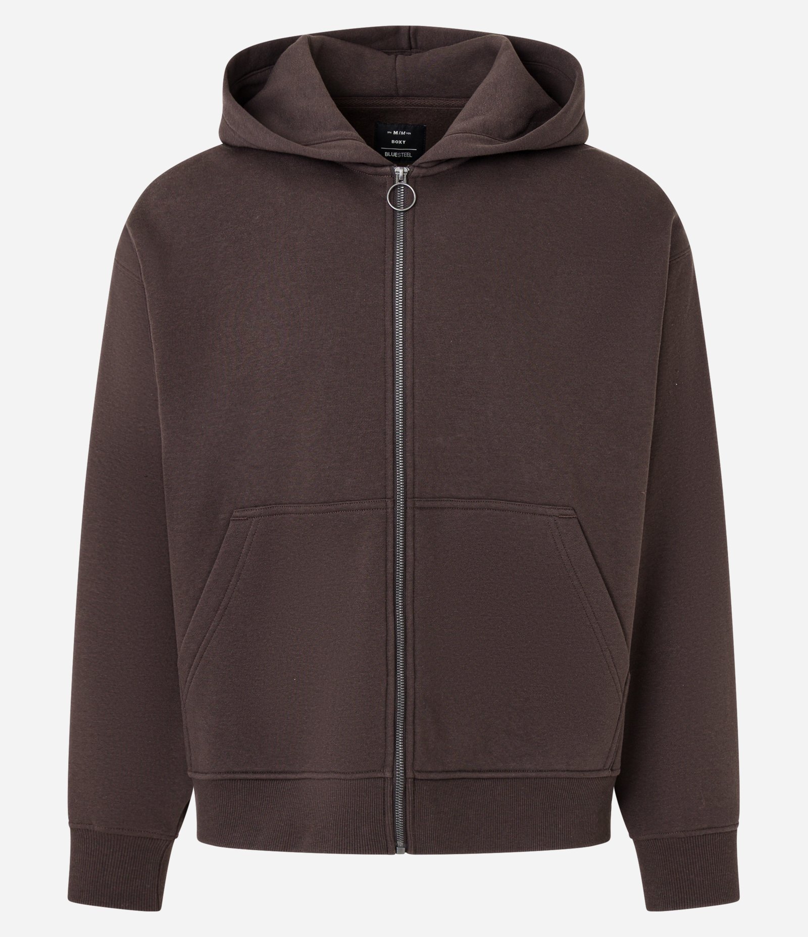 Casaco Boxy em Moletom com Felpa Liso Marrom 1