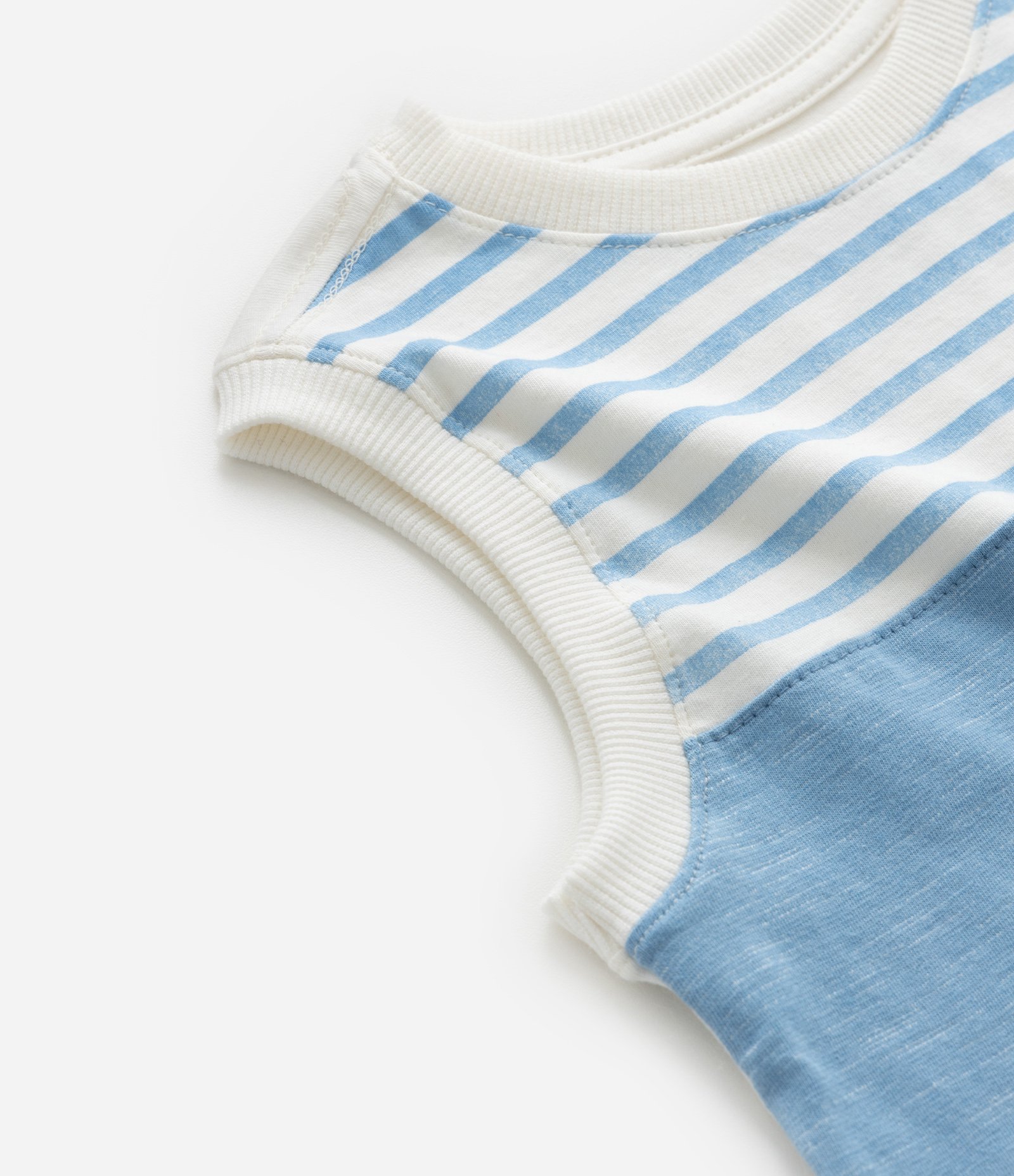 Regata Infantil com Bolsinho e Estampa Listras - Tam 1 a 6 Anos Azul/Branco 4