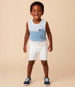 Regata Infantil com Bolsinho e Estampa Listras - Tam 1 a 6 Anos