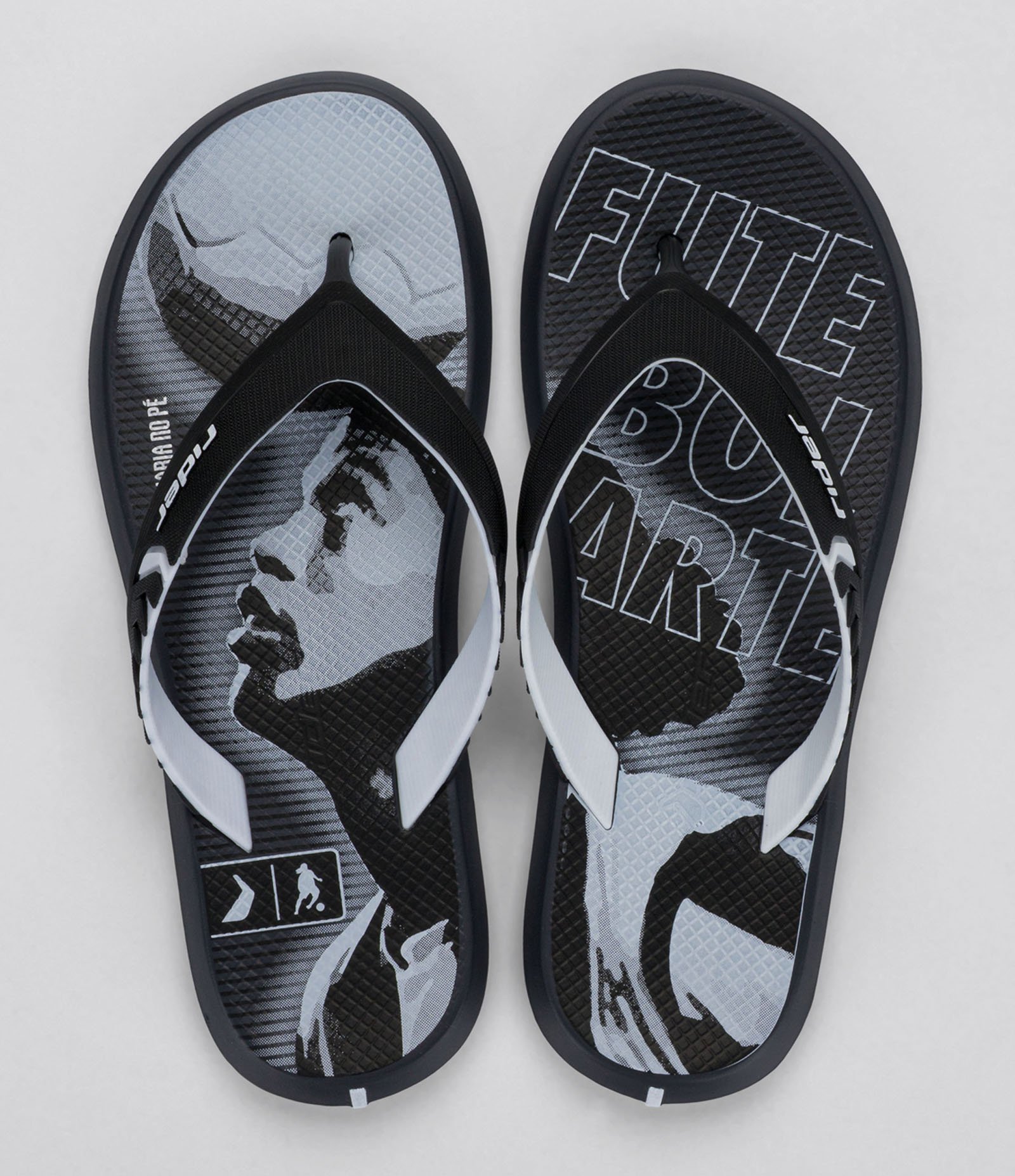 Chinelo de Tiras com Estampa de Futebol Ronaldinho Gaúcho Rider Preto 3