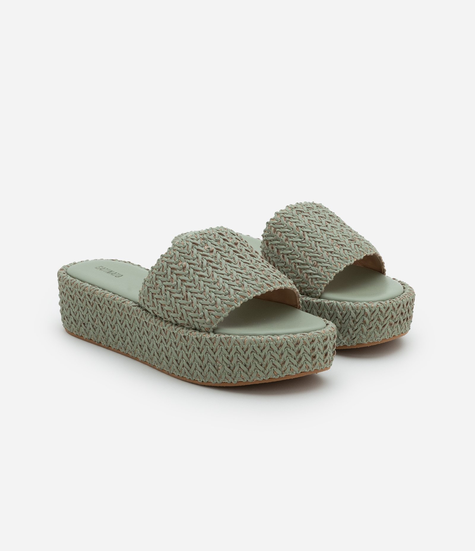Sandália Flatform com Tressê Verde 2