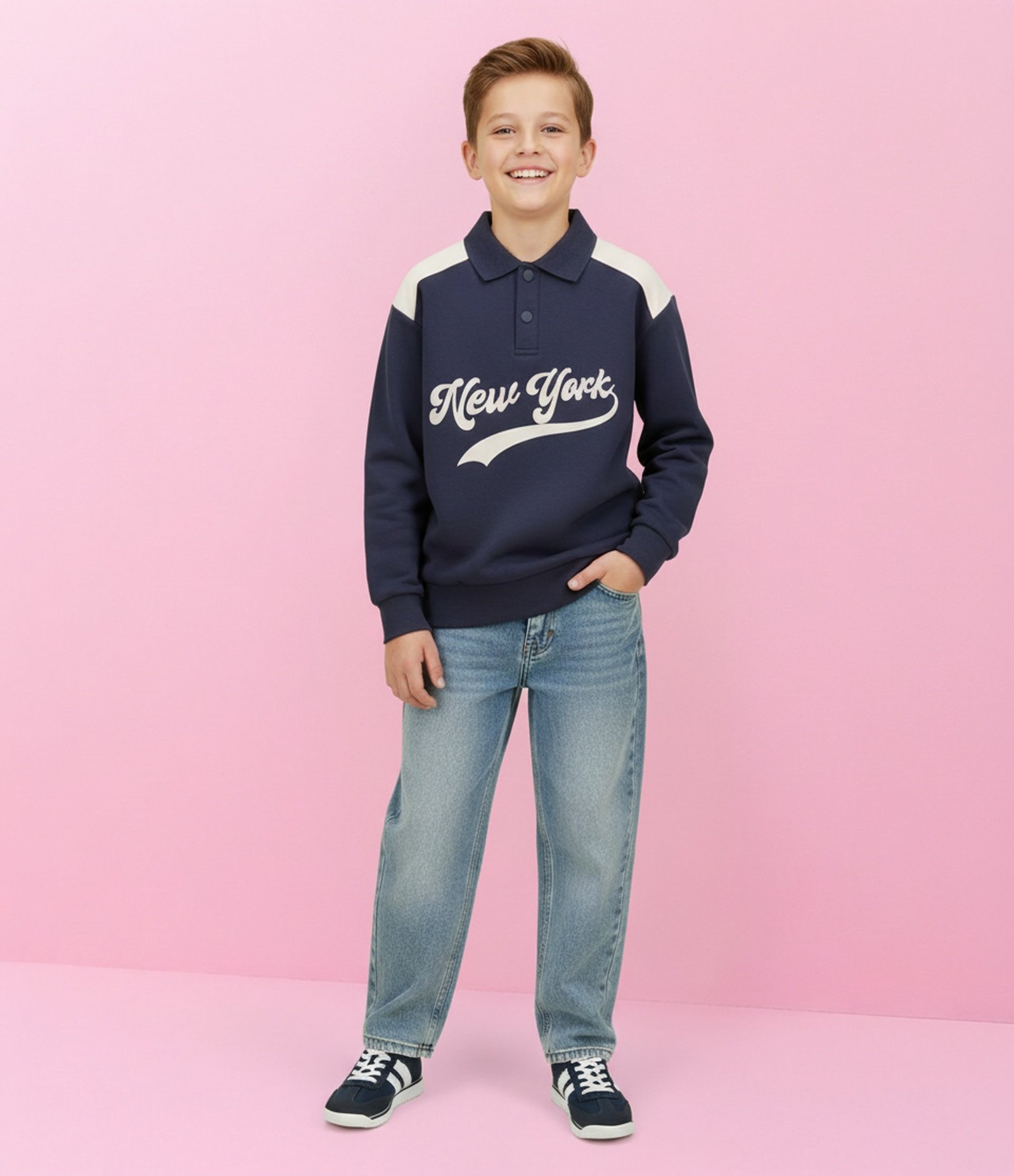 Calça Baggy Infantil em Jeans - Tam 5 a 14 Anos Azul 1