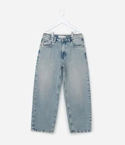 Calça Baggy Infantil em Jeans - Tam 5 a 14 Anos