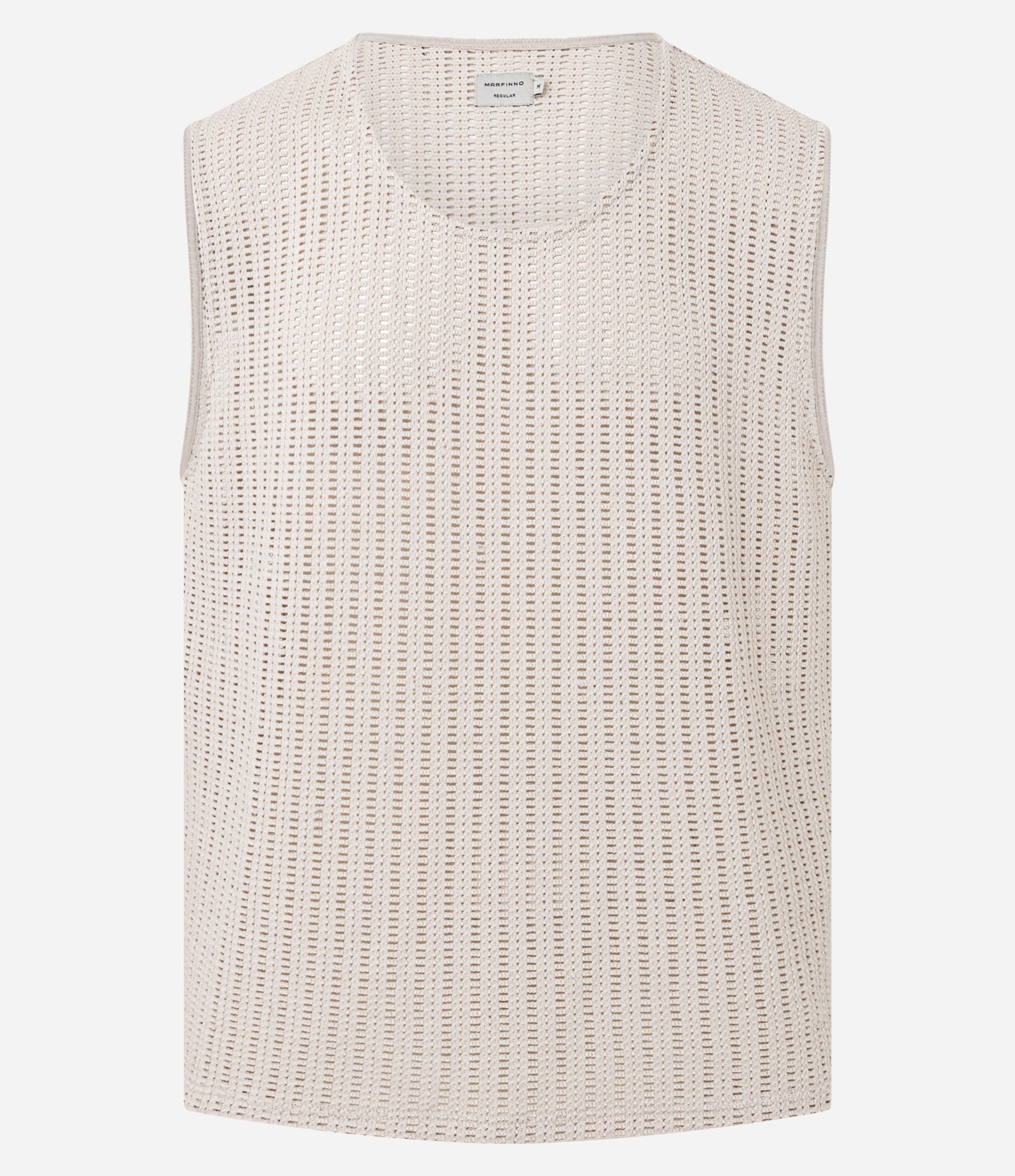 Regata Regular em Algodão com Textura Rendada Bege 1