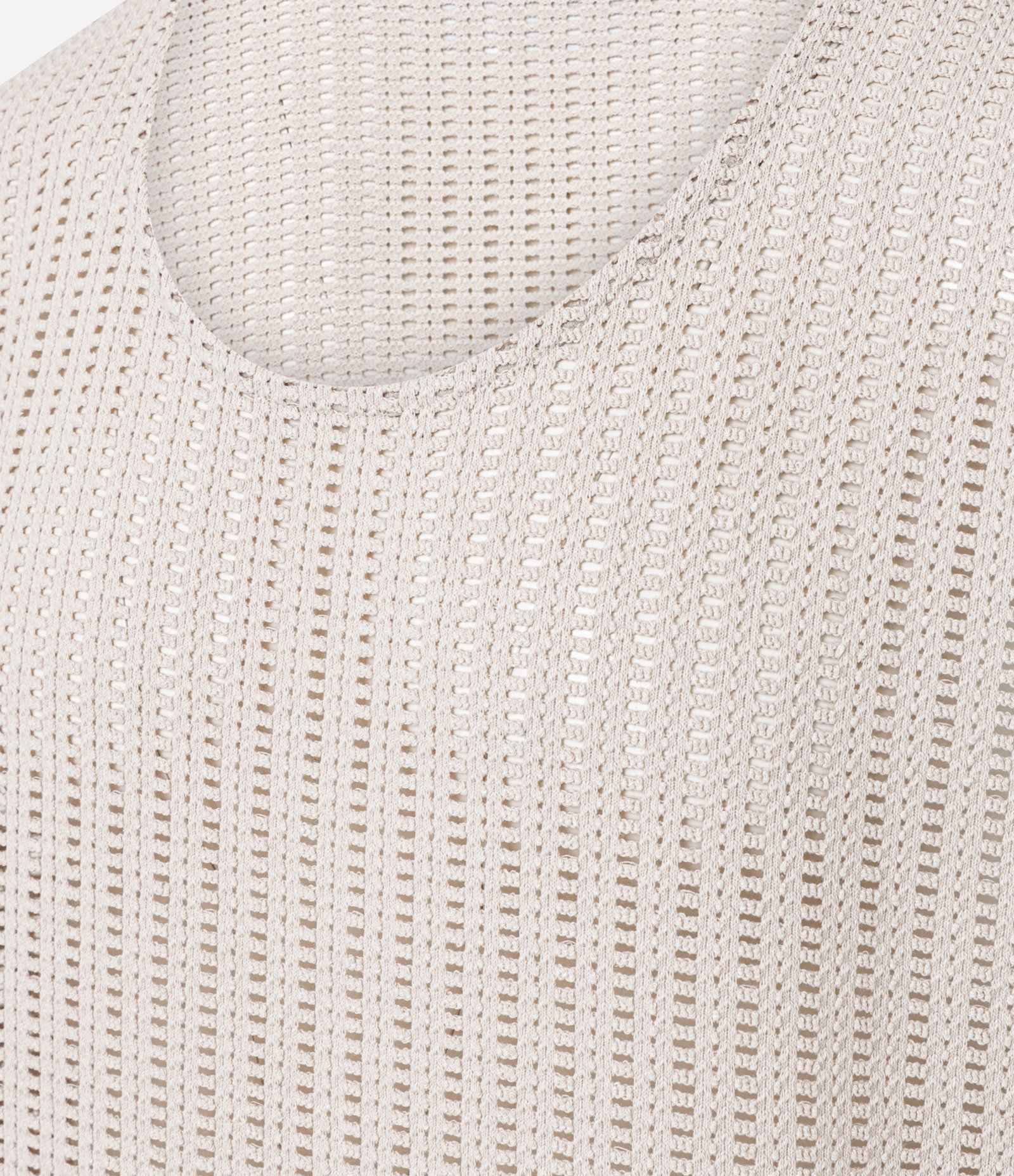 Regata Regular em Algodão com Textura Rendada Bege 2