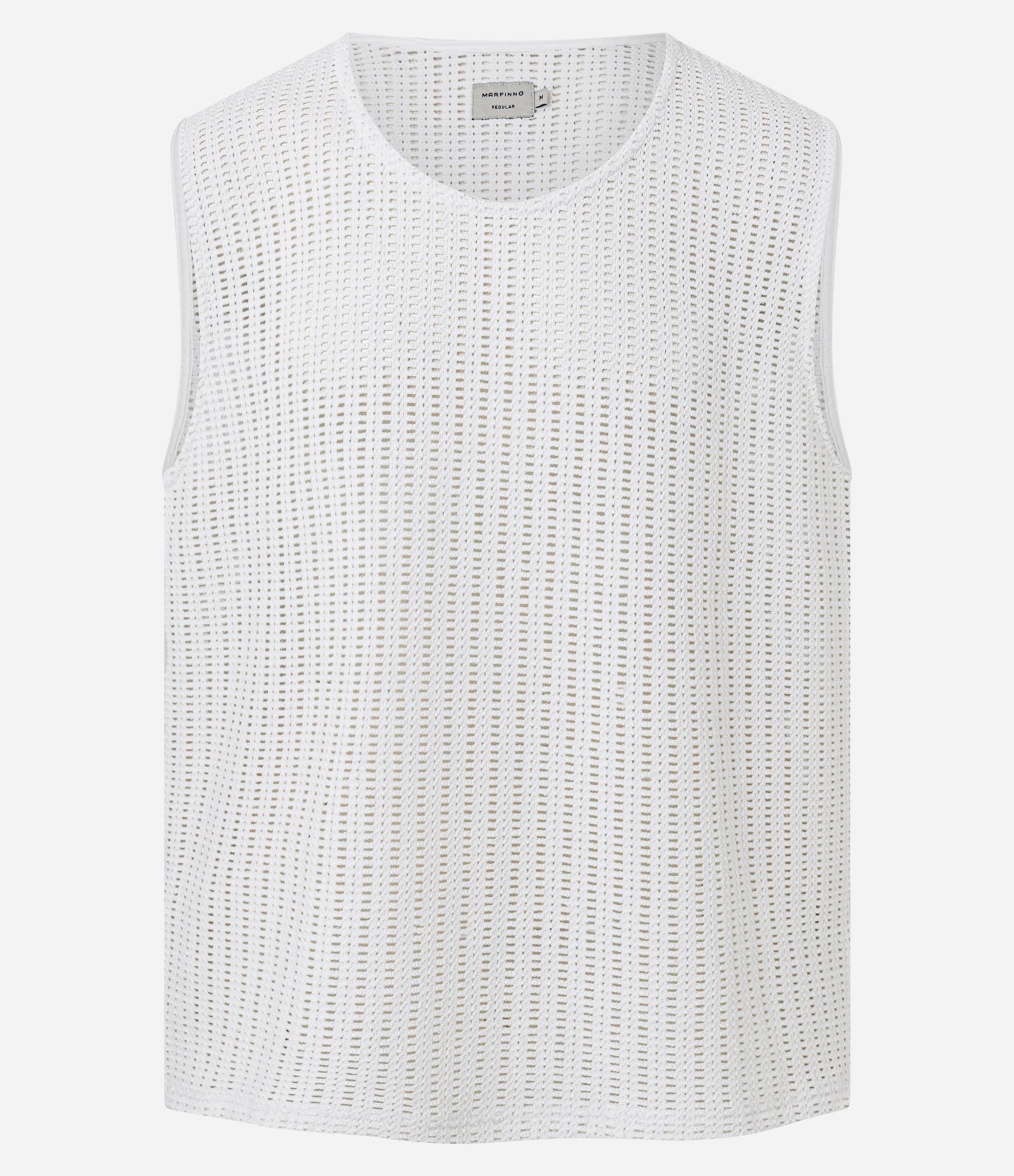 Regata Regular em Algodão com Textura Rendada Branco 1