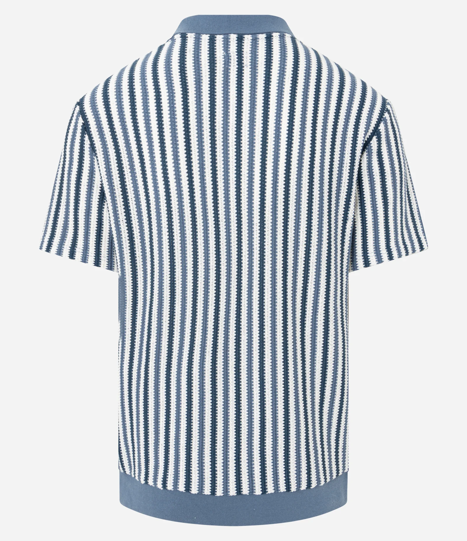 Camiseta Polo Regular com Textura e Listras Azul 3