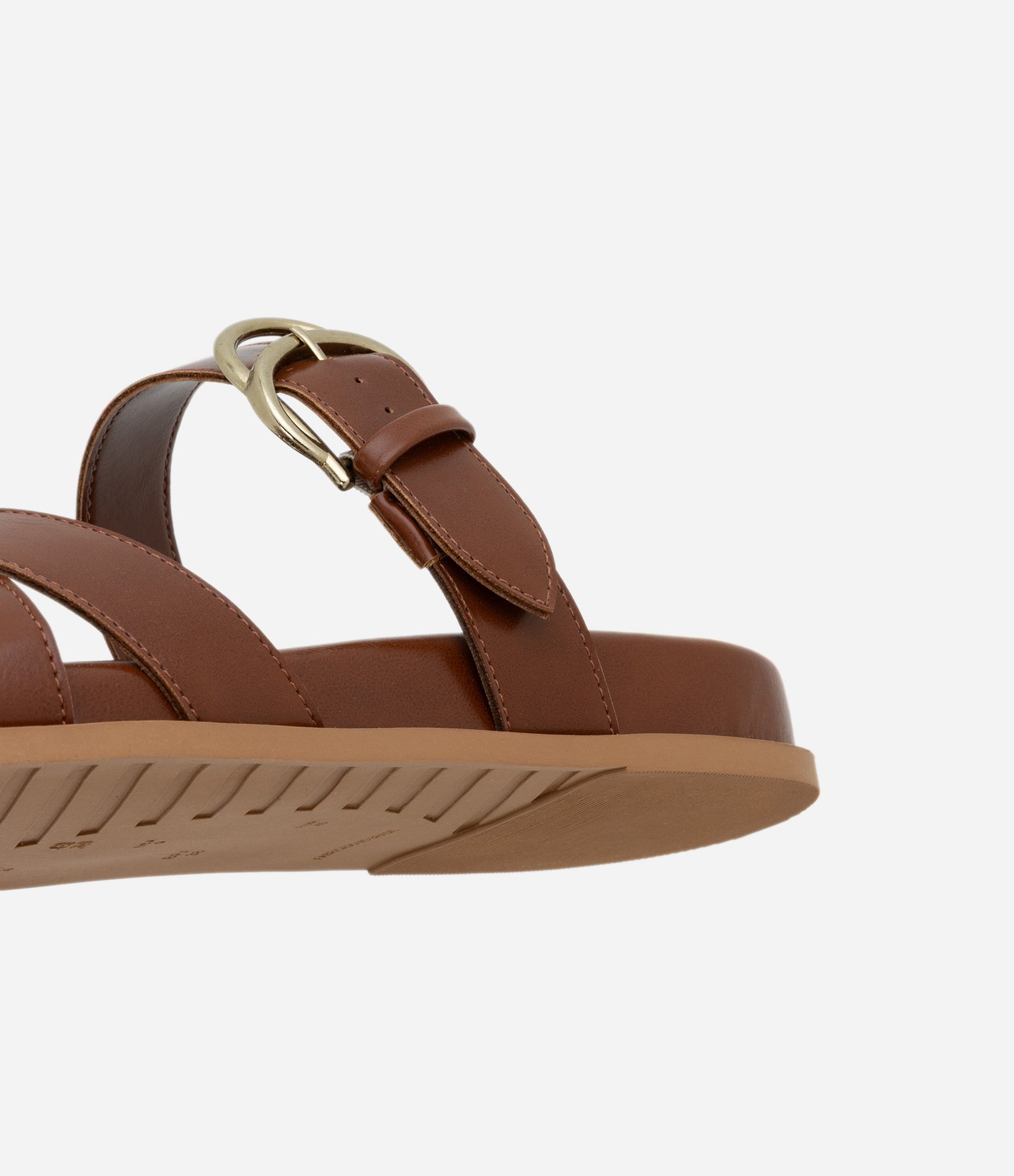 Sandália Rasteira com Tiras em X e Fivela Dupla Marrom 4