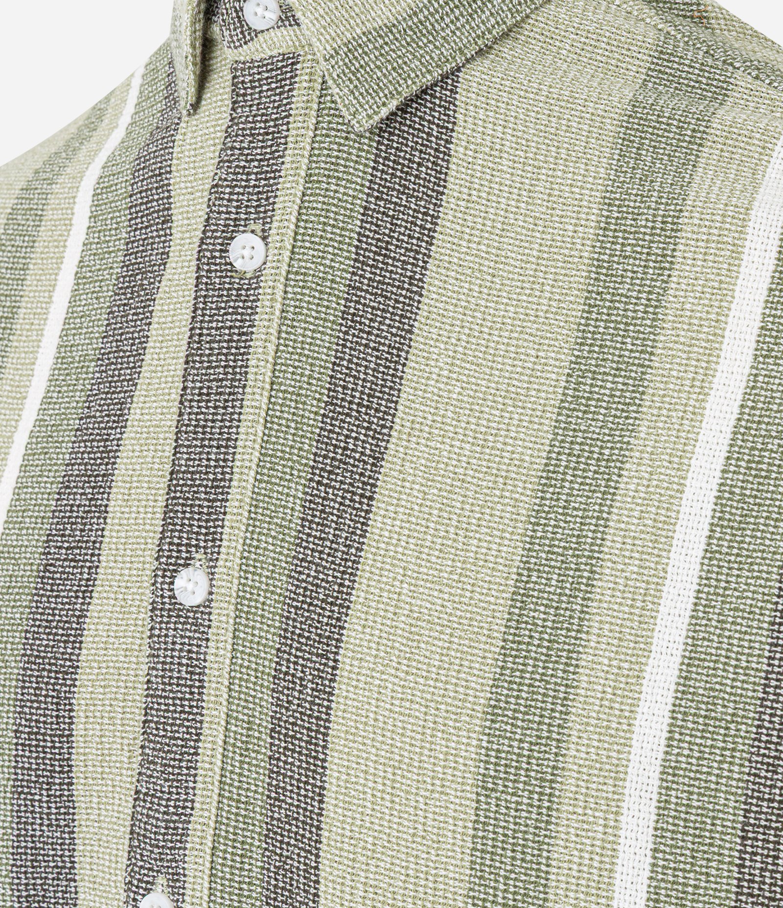 Camisa em Algodão Texturizada com Listras Verde/Cinza/Branco 2