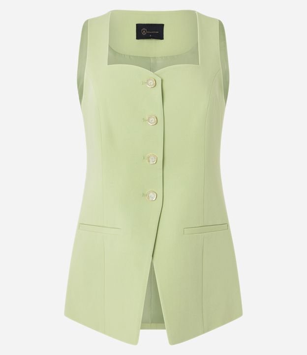 Colete Alfaiataria com Decote Quadrado com Barra V