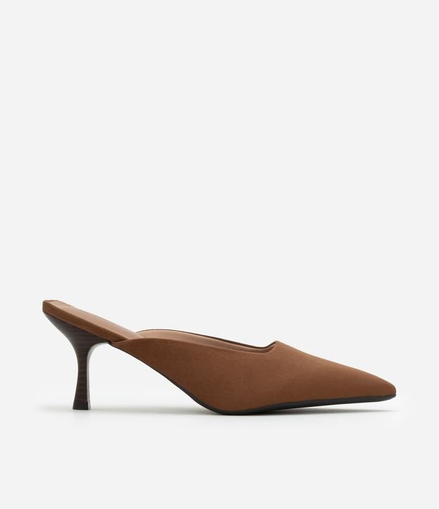 Sapato Scarpin Mule com Efeito Camurça