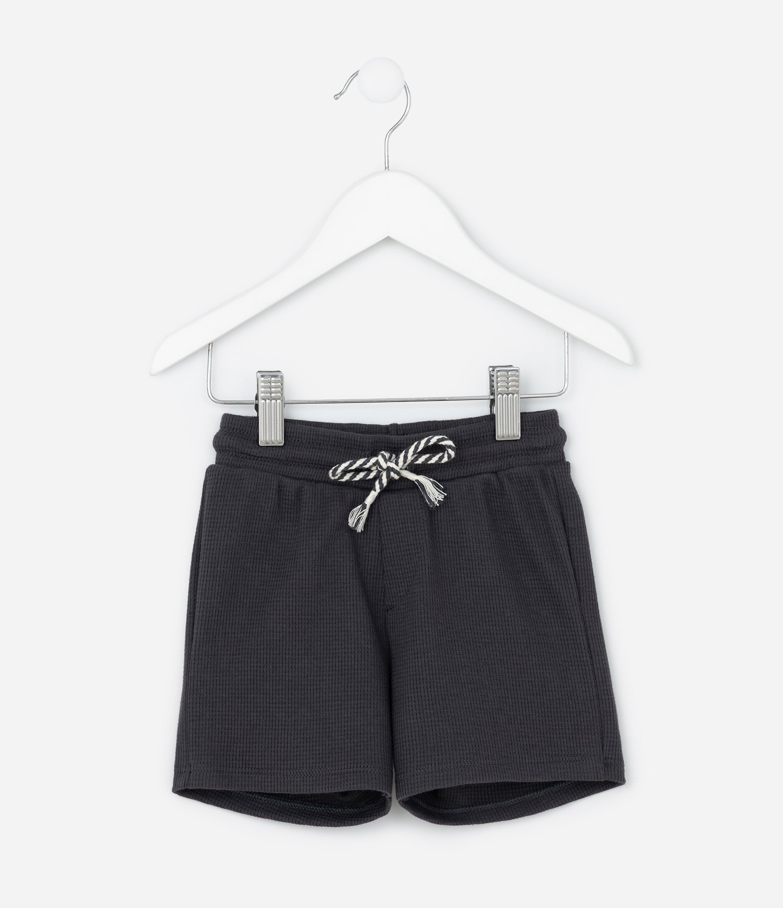 Bermuda Infantil com Textura Waffle - Tam 1 a 6 Anos Cinza Escuro 2