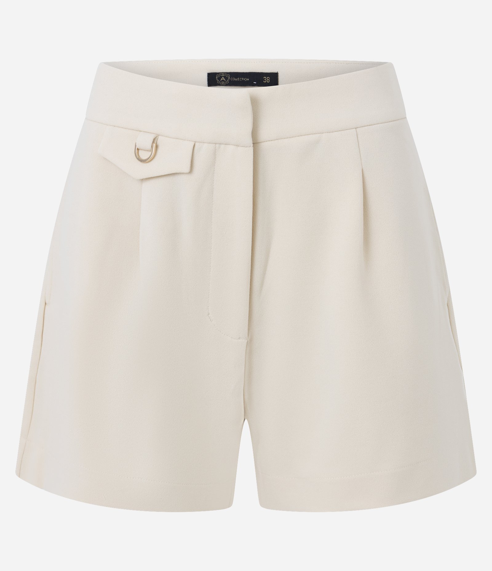 Short em Crepe com Fivela na Lapela e Pregas Bege 6