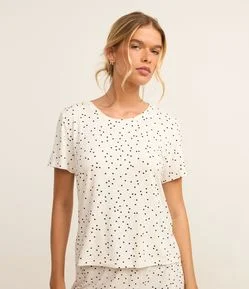 Blusa de Pijama em Viscose com Estampa Poá