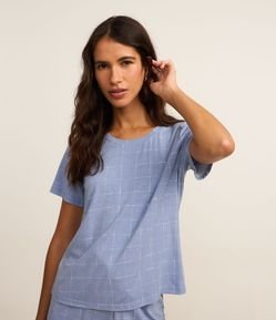 Blusa de Pijama em Viscose com Estampa Grid