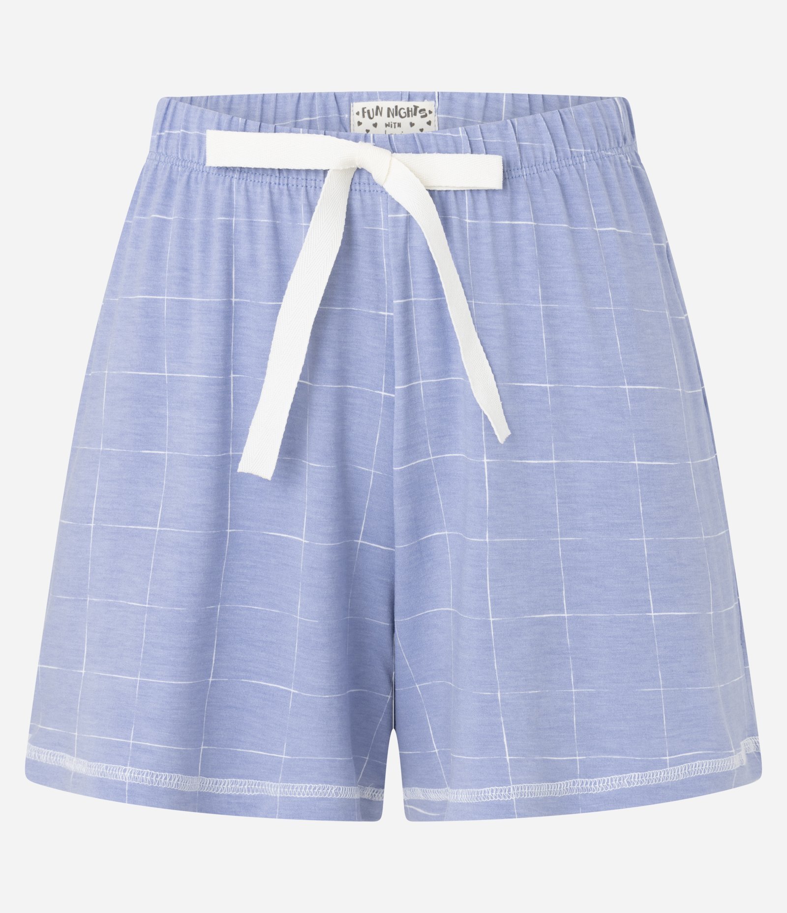 Short de Pijama em Viscose com Estampa Xadrez Grid Azul 4