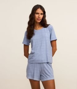 Short de Pijama em Viscose com Estampa Xadrez Grid