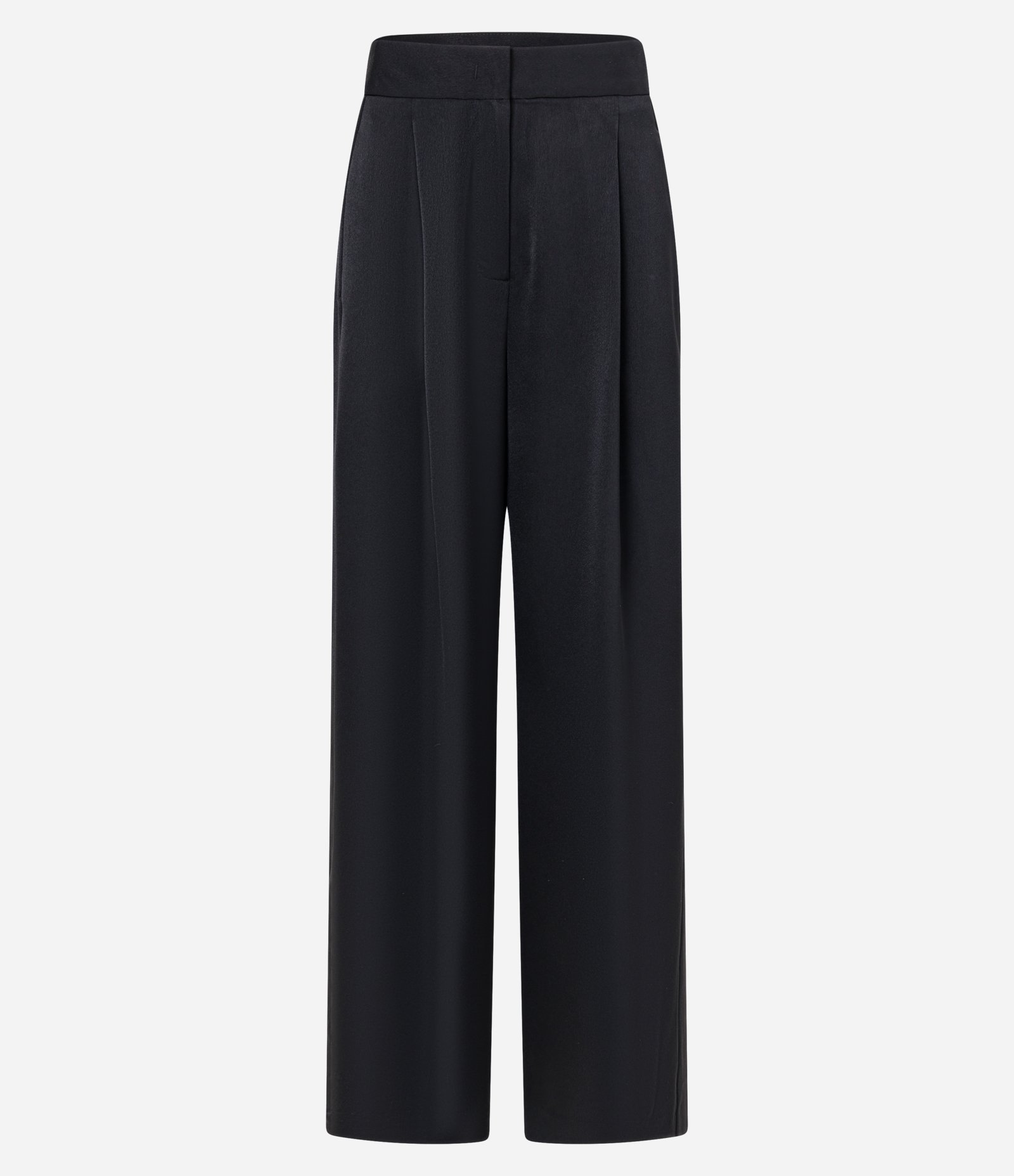 Calça Wide Leg Alfaiataria em Cetim com Bolsos Faca e Pregas Preto 5