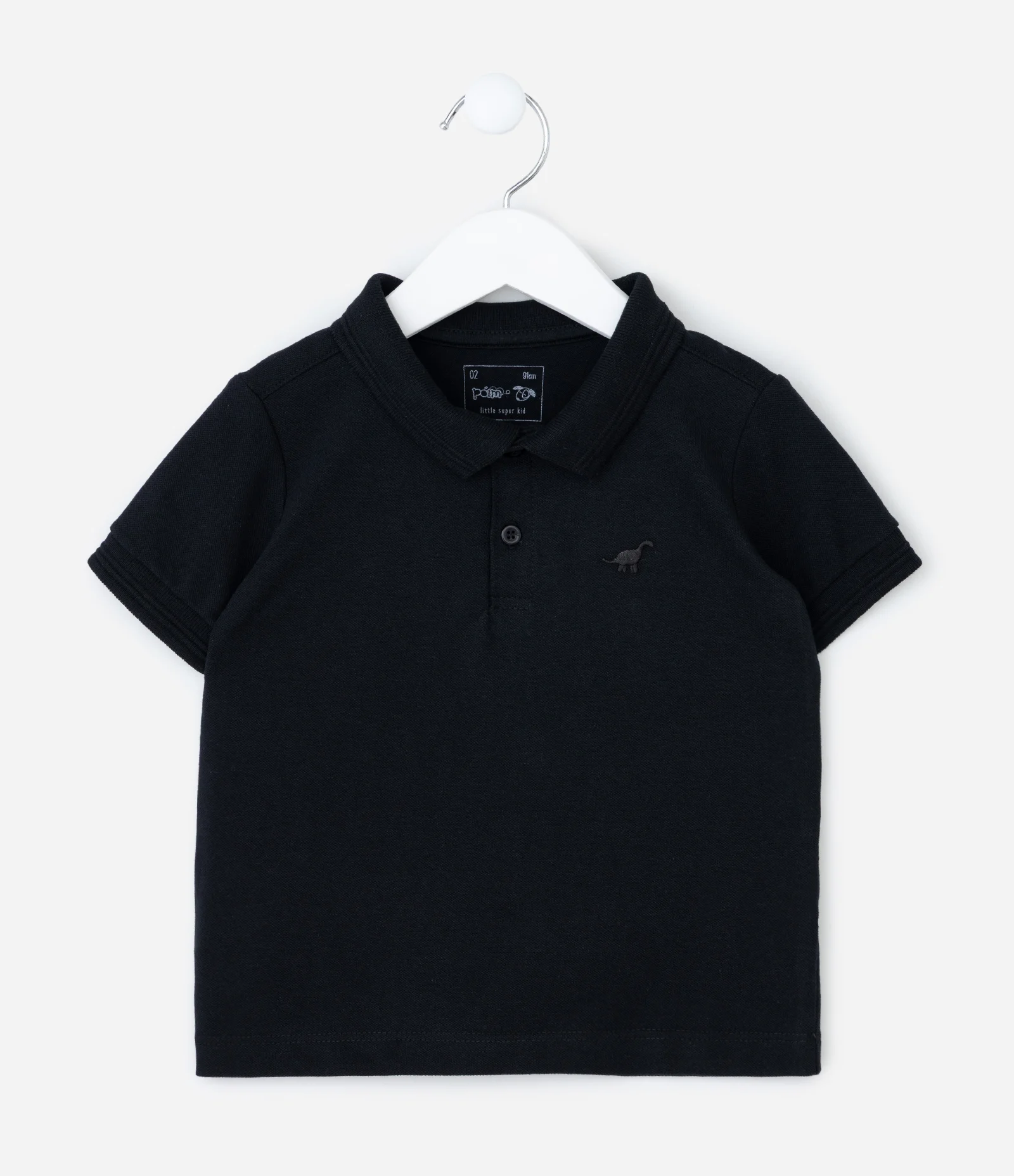 Camiseta Polo Infantil com Bordado - Tam 1 a 5 Anos Preto 2