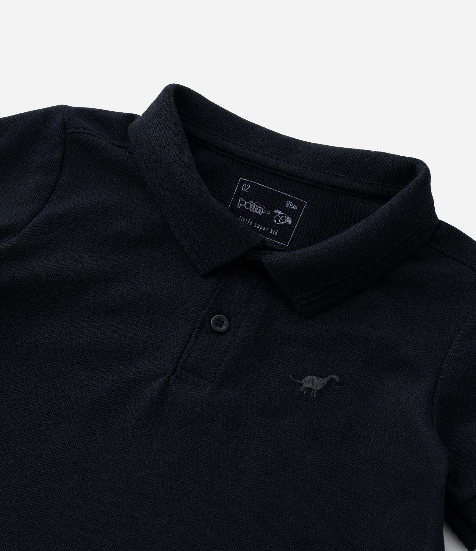 Camiseta Polo Infantil com Bordado - Tam 1 a 5 Anos Preto 6