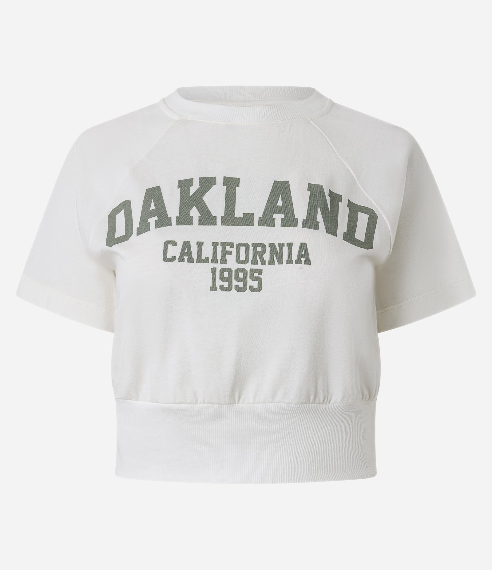 Blusa Cropped em Algodão com Estampa Lettering Oakland Branco 5