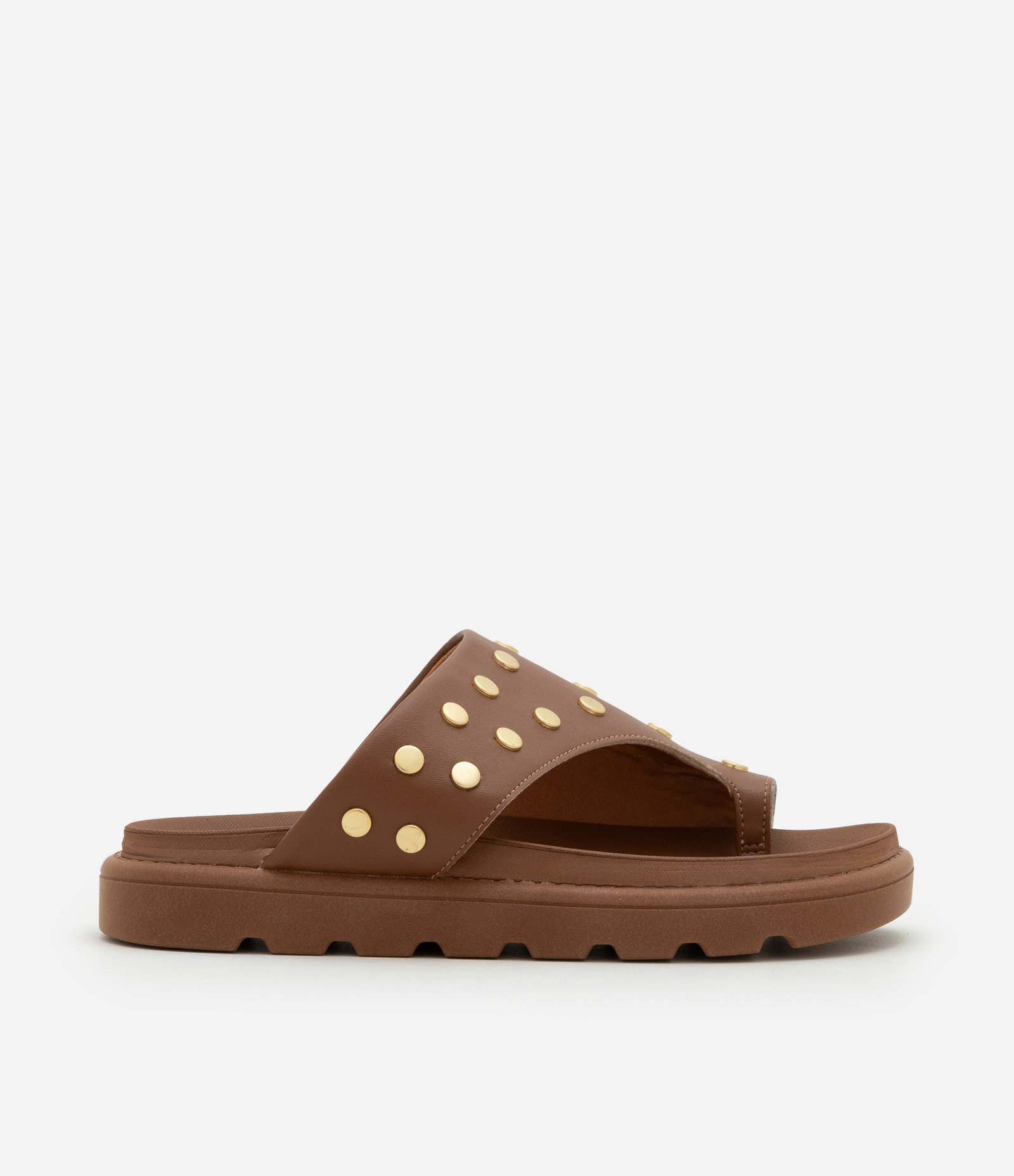 Sandália Rasteira com Tachas Beira Rio Marrom 1