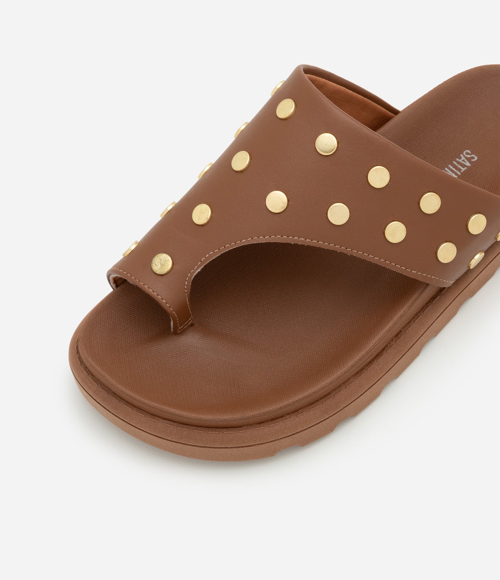 Sandália Rasteira com Tachas Beira Rio Marrom 3