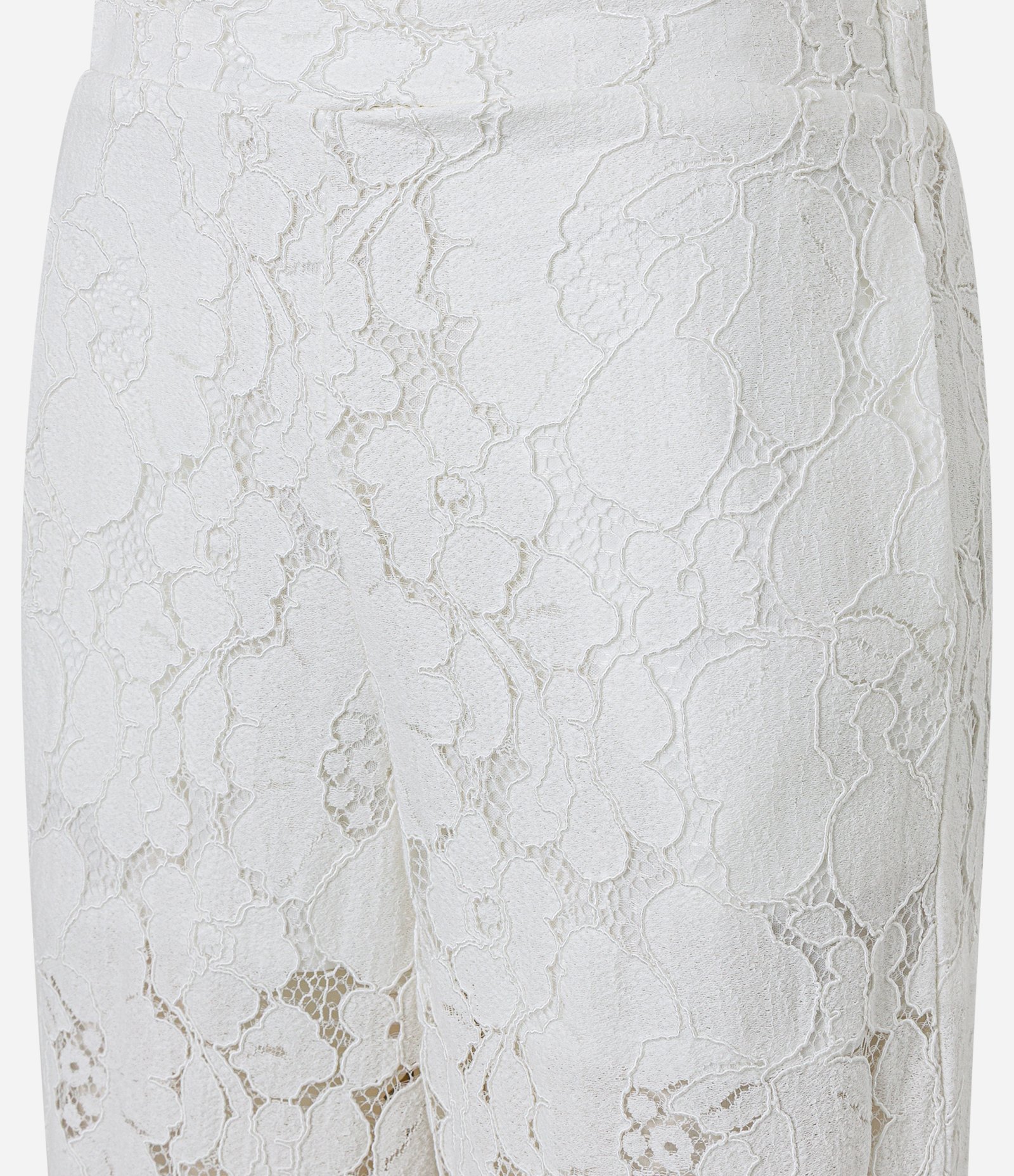 Calça Reta em Renda Floral com Forro Off White 2