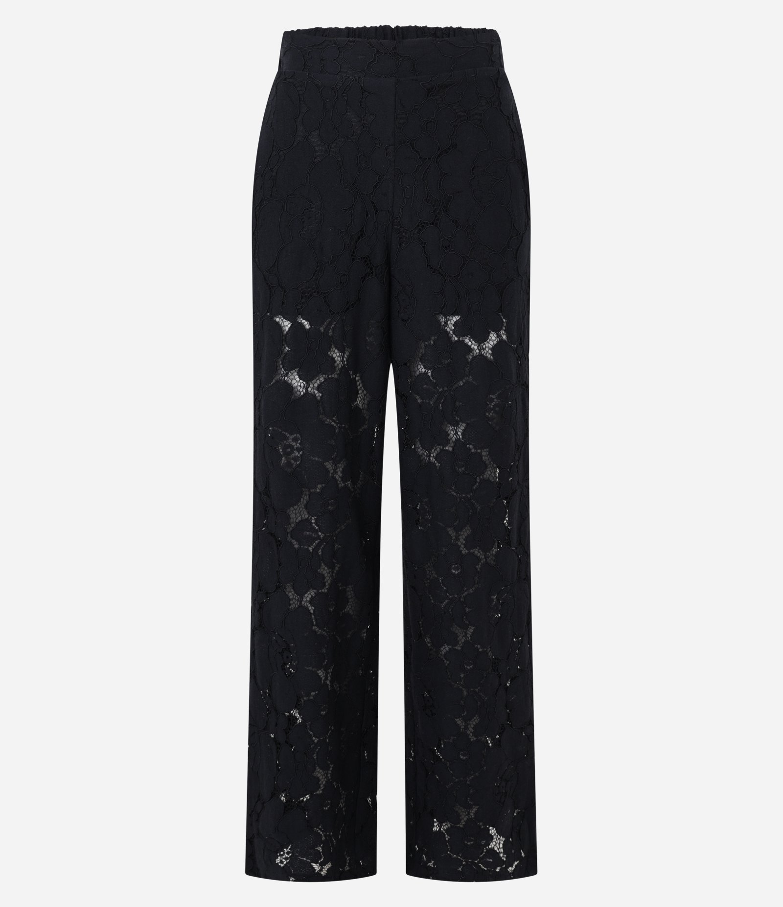Calça Reta em Renda Floral com Forro Preto 5