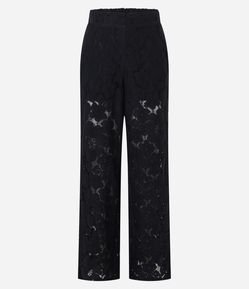 Calça Reta em Renda Floral com Forro