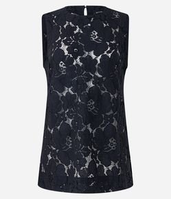 Blusa Alongada em Renda Floral