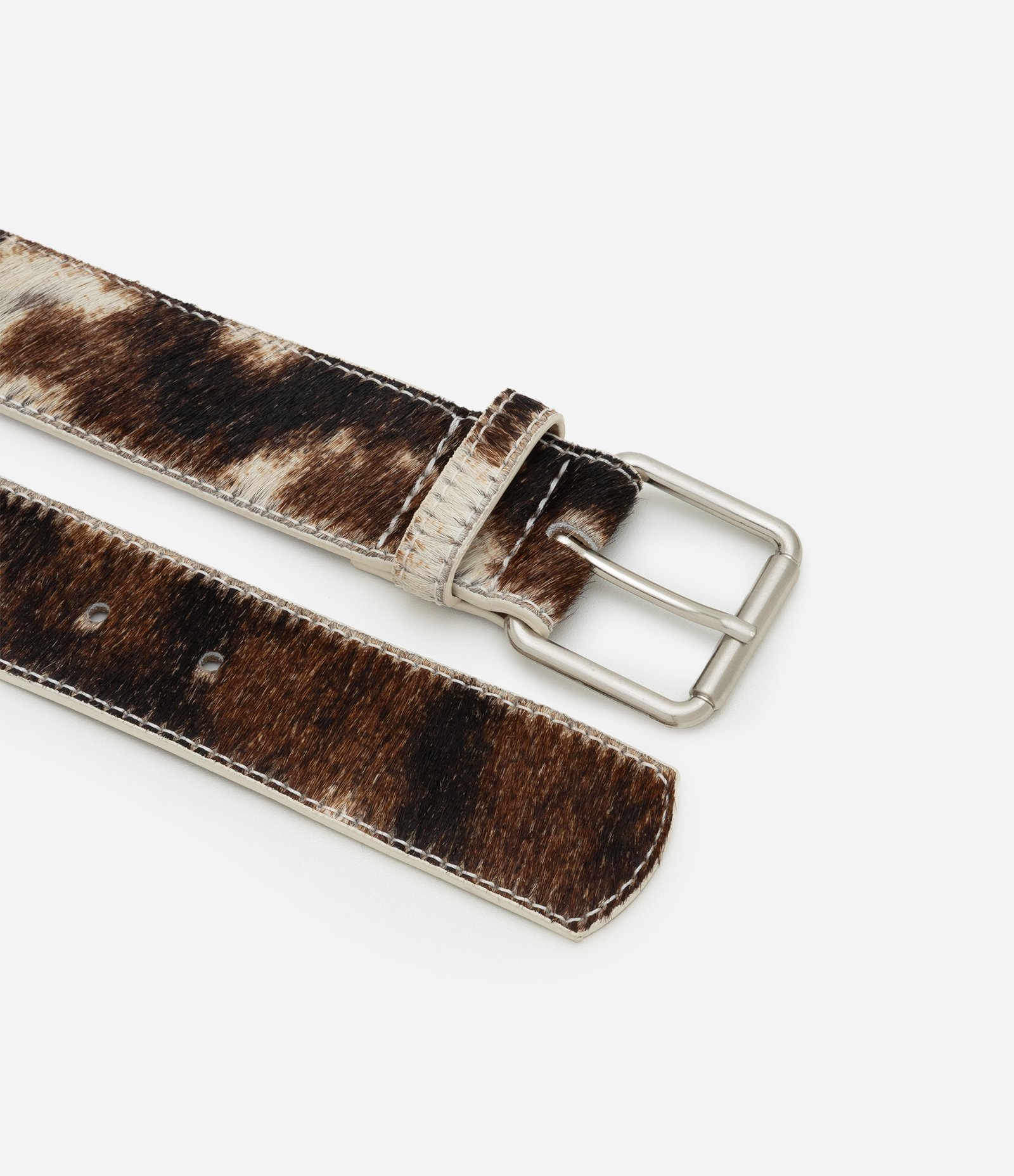 Cinto Médio em Couro com Animal Print Vaca Curve & Plus Size Marrom 2