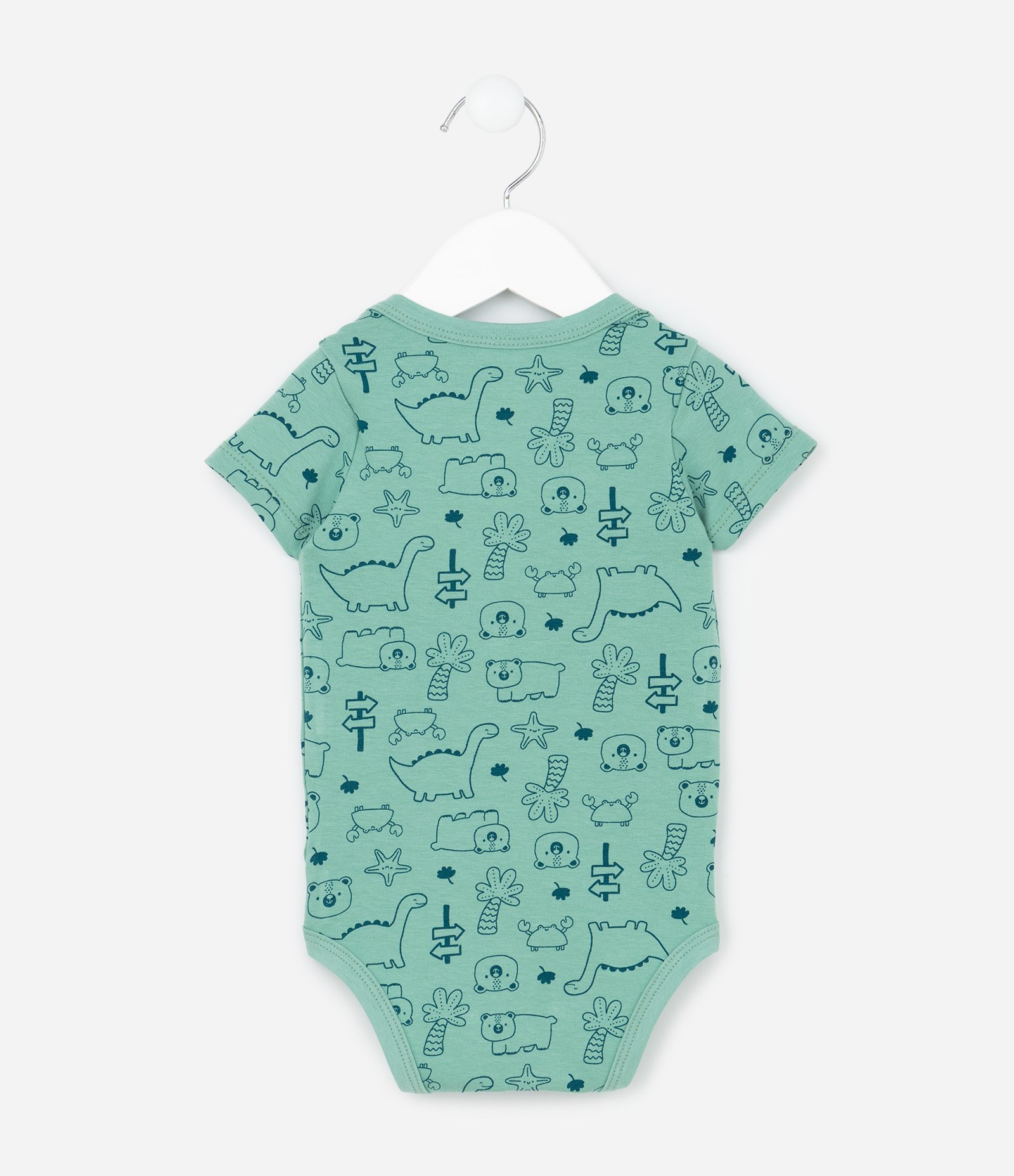 Body Infantil com Estampa de Urso e Dino - Tam 0 a 18 Meses Verde 2