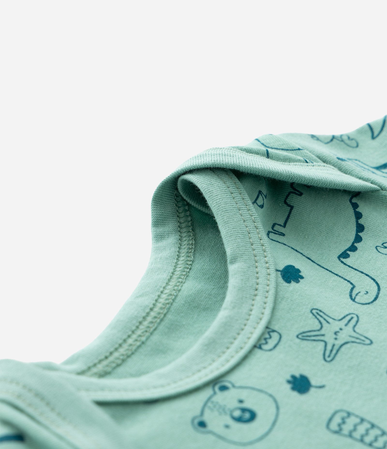 Body Infantil com Estampa de Urso e Dino - Tam 0 a 18 Meses Verde 4