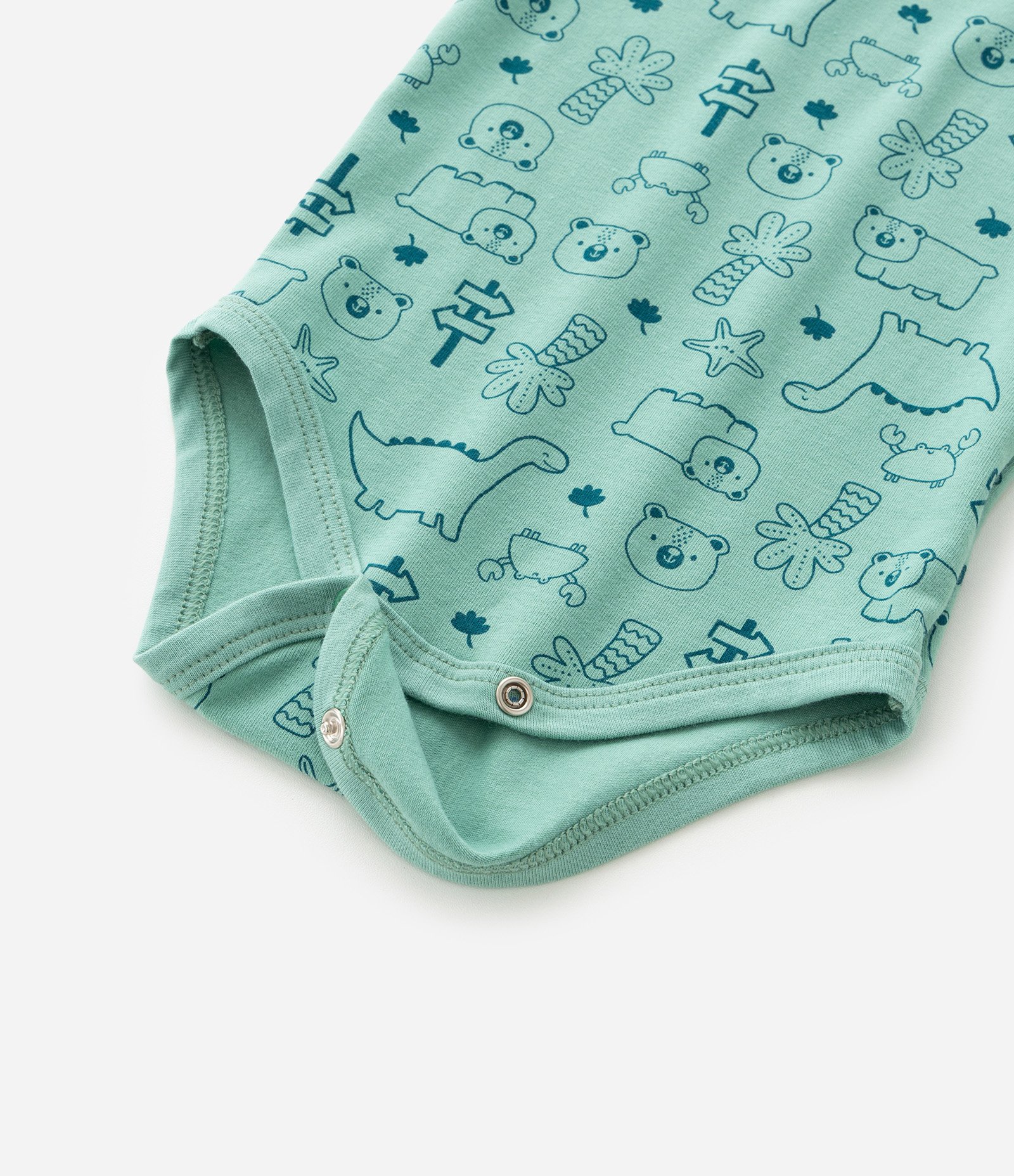 Body Infantil com Estampa de Urso e Dino - Tam 0 a 18 Meses Verde 5