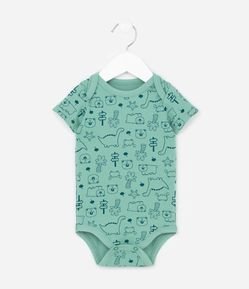 Body Infantil com Estampa de Urso e Dino - Tam 0 a 18 Meses