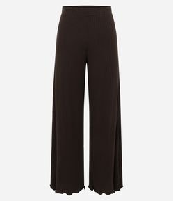 Calça Reta em Ribana com Cintura Média