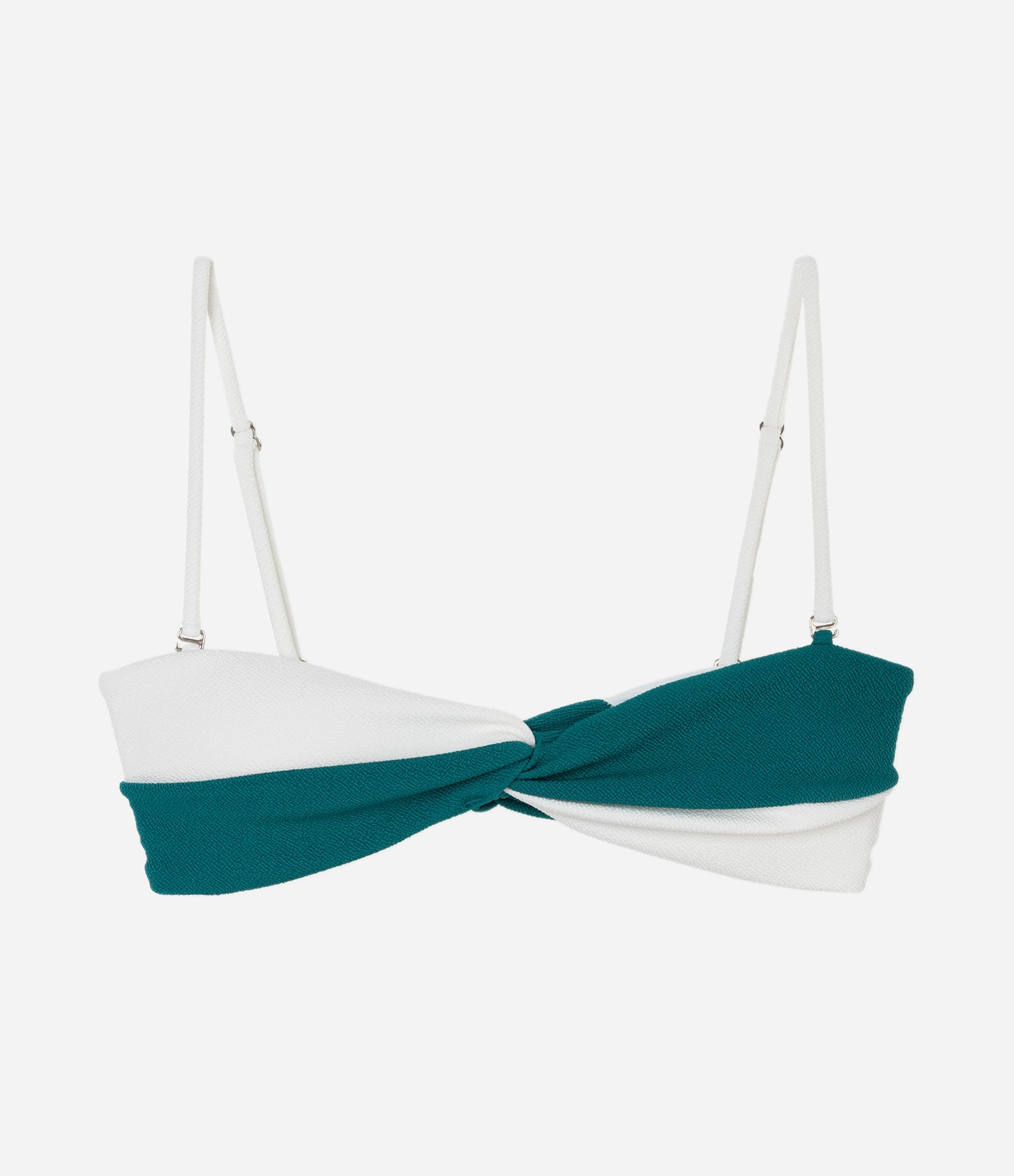 Biquíni Top Bandeau Texturizado com Torcido Bicolor Verde/Branco 5