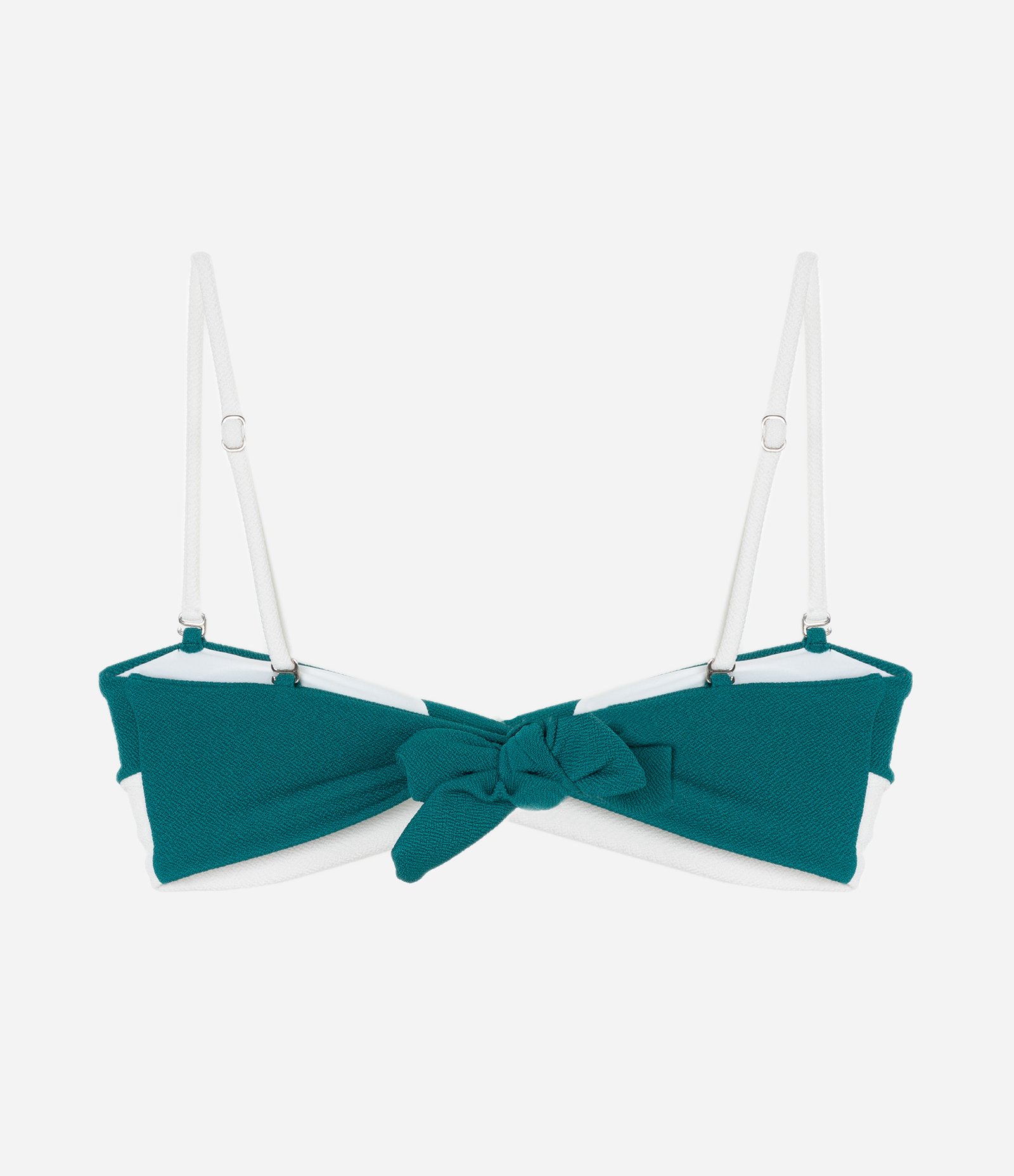 Biquíni Top Bandeau Texturizado com Torcido Bicolor Verde/Branco 6