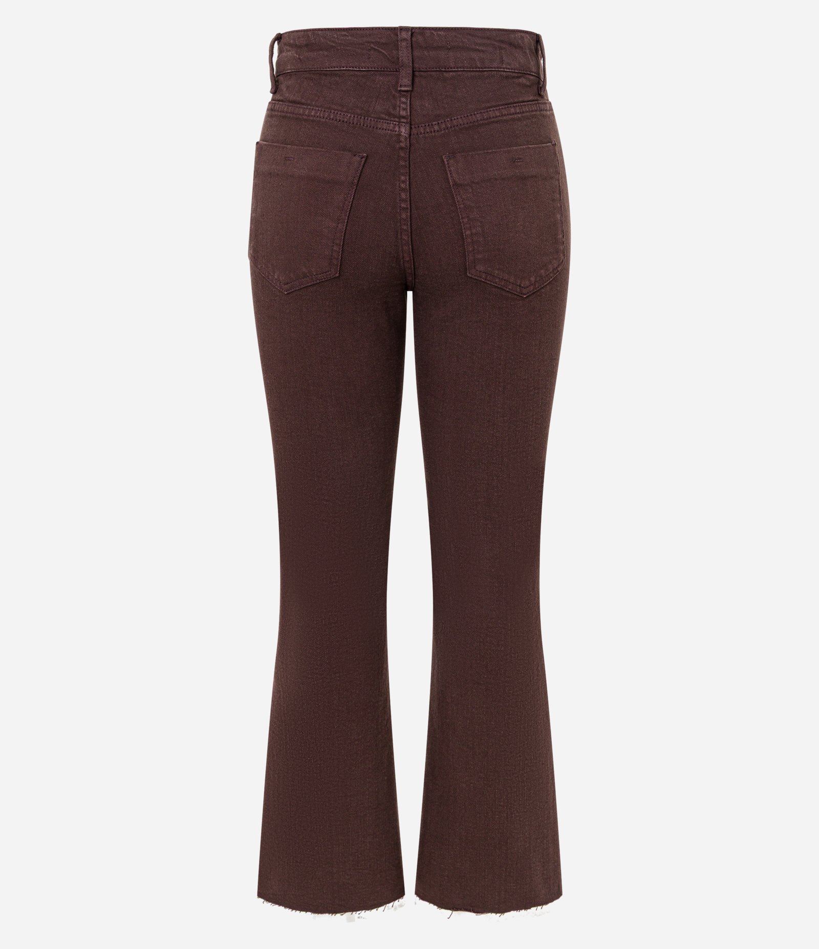 Calça Flare Cropped em Jeans com Barra Cortada Marrom 6