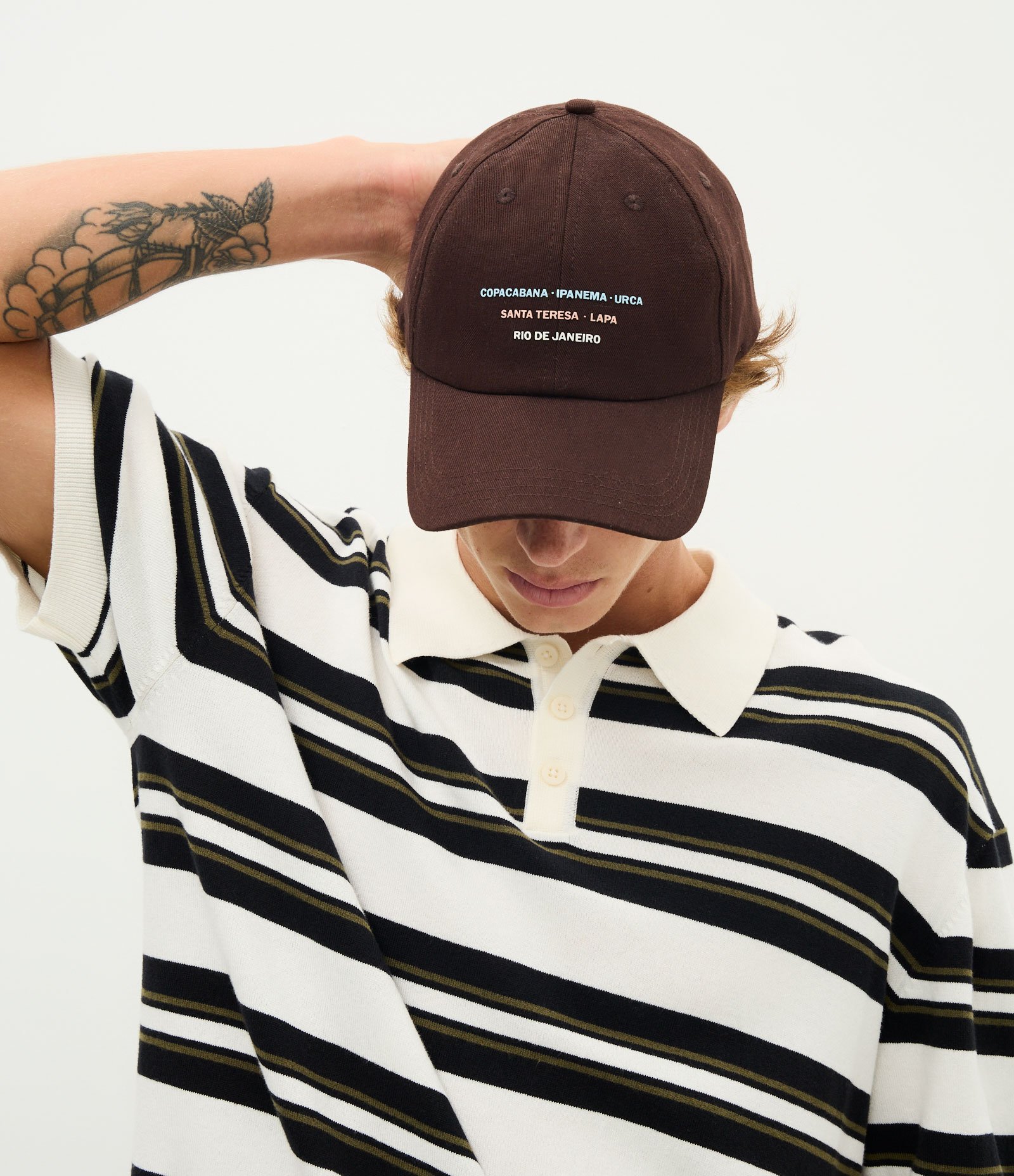 Camiseta Boxy em Tricô Listrado com Gola Polo Branco 3