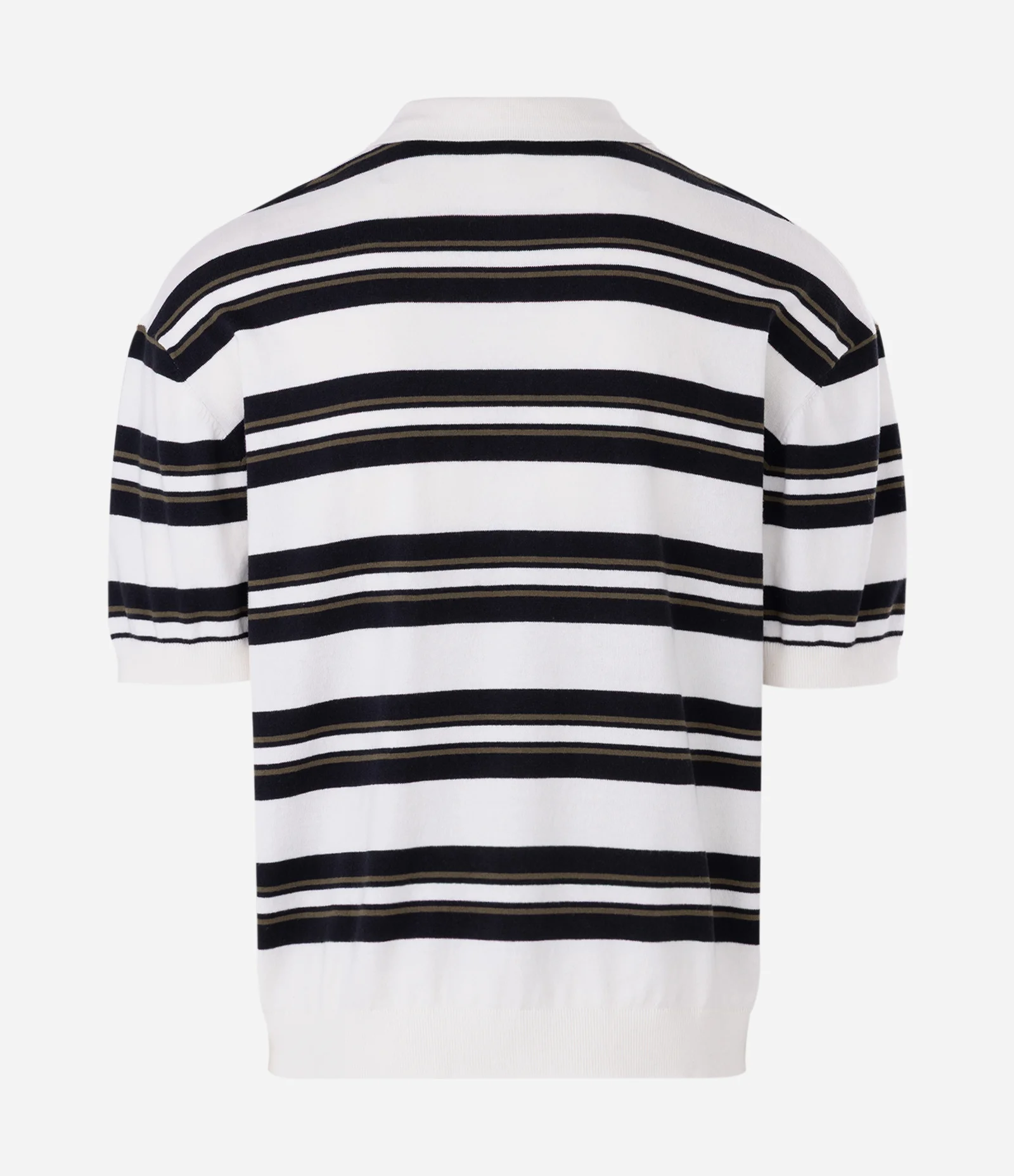 Camiseta Boxy em Tricô Listrado com Gola Polo Branco 2