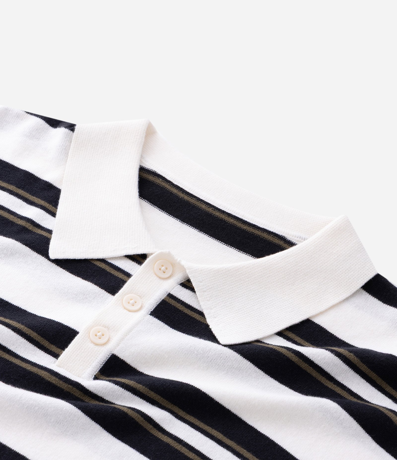 Camiseta Boxy em Tricô Listrado com Gola Polo Branco 6