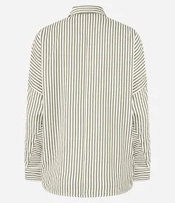 Camisa Amassadinha com Esta de Listras e Texturizada