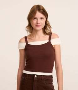 Blusa em Ribana com Sobreposição de Alças